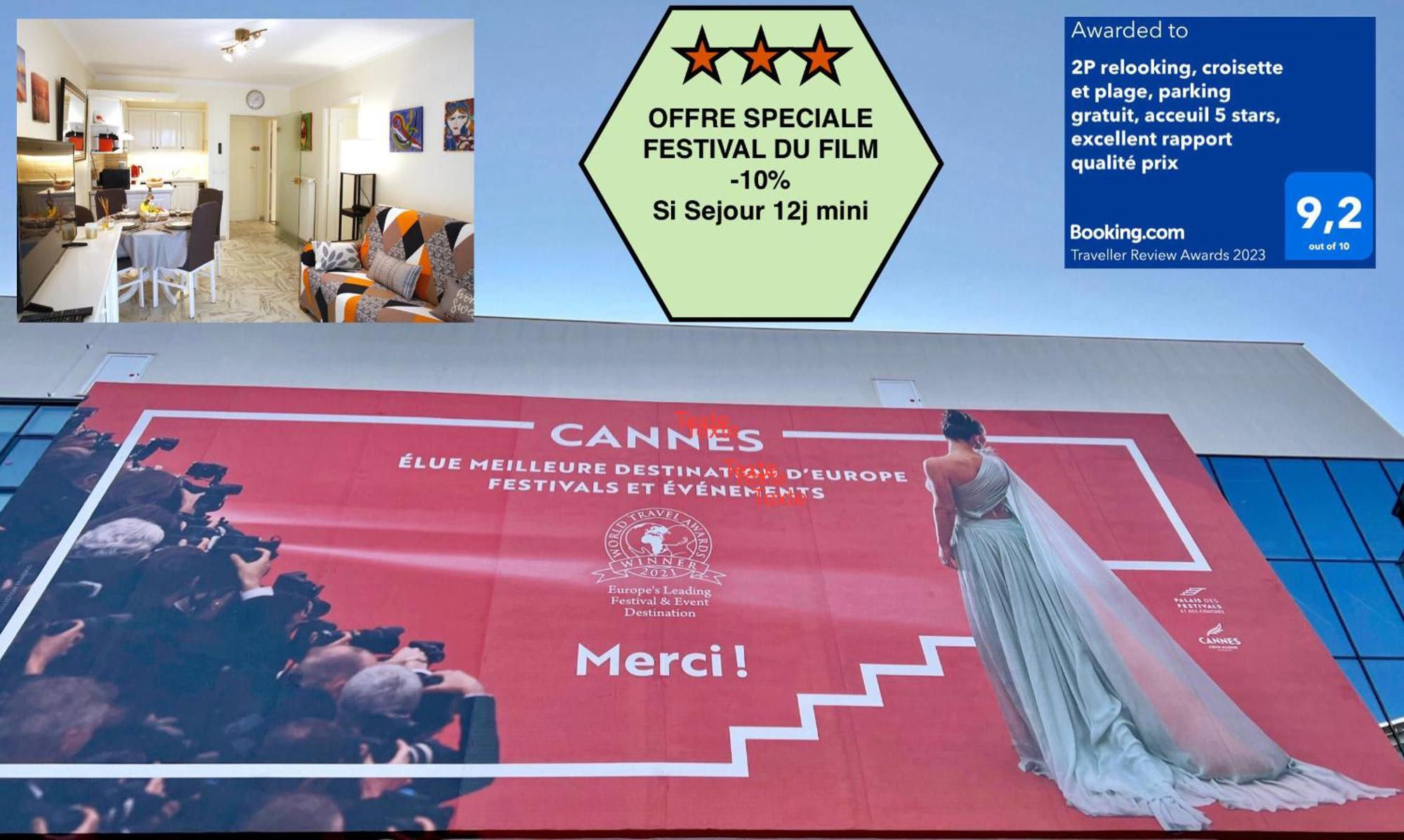 Offre Speciale Festival Film Si Sejour Superieur 12J , 2P Croisette, Grande Terrasse, Parking Gratuit, Calme, Accueil 5 Etoiles, Excellent Rapport Qualite-Prix 戛纳 外观 照片